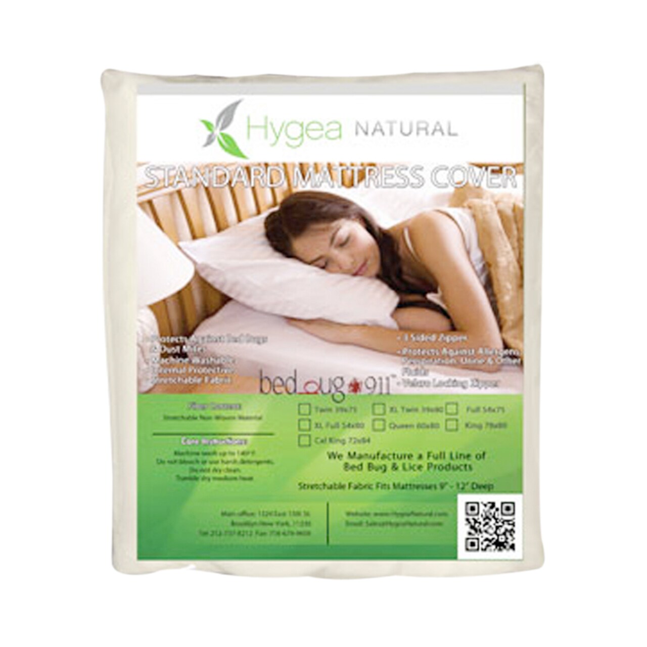 Hygea Luxurious Bed Bug Mattress Cover Queen Size 60"x80"9"-15"